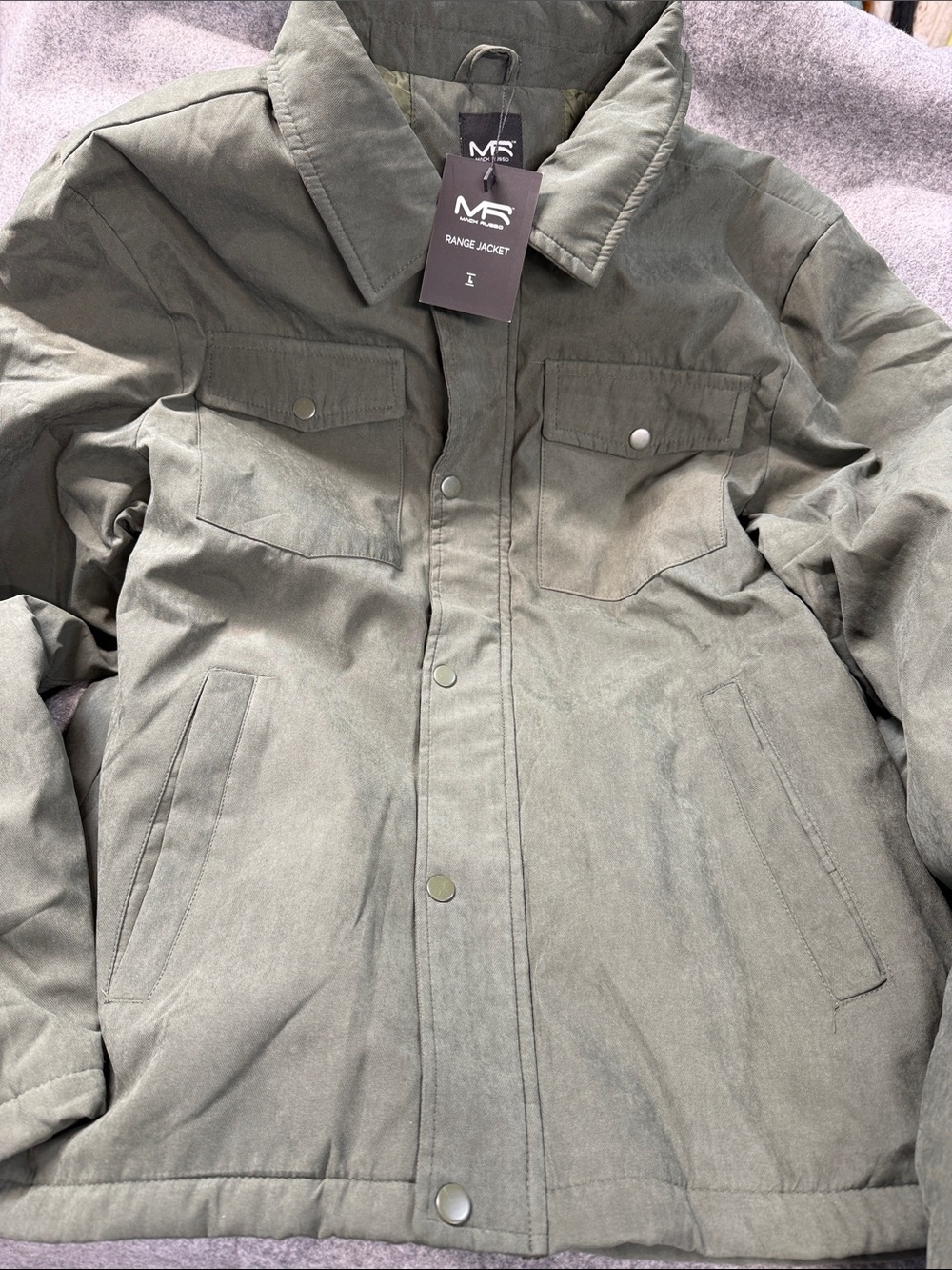 Mack Russo Range Jacket Army  Green lined warm jacket zip snap  Coat NWT Large